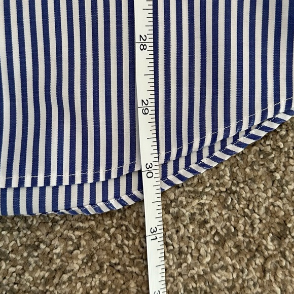 Lauren Ralph Lauren Shirt Men’s Sz 16 Non Iron Classic Fit Blue Stripe Button Up - Picture 8 of 12